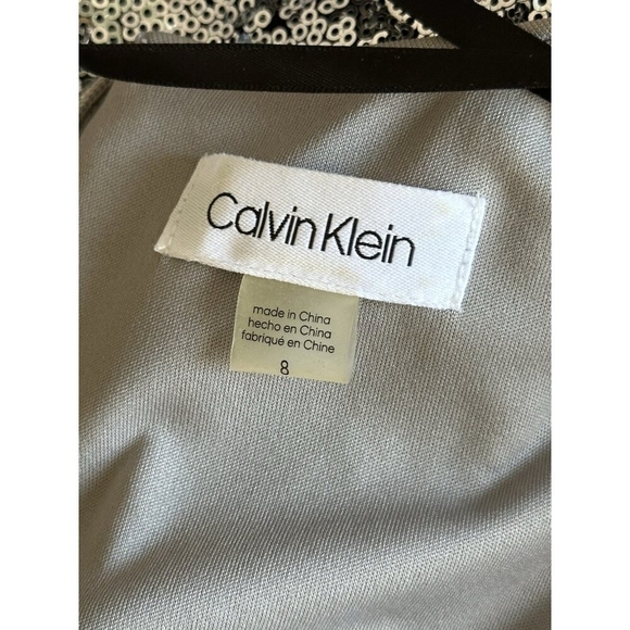 Calvin Klein Sequined Ombre Maxi Dress Silver Purple V-Neck Ball Gown Size 8 - Picture 8 of 9